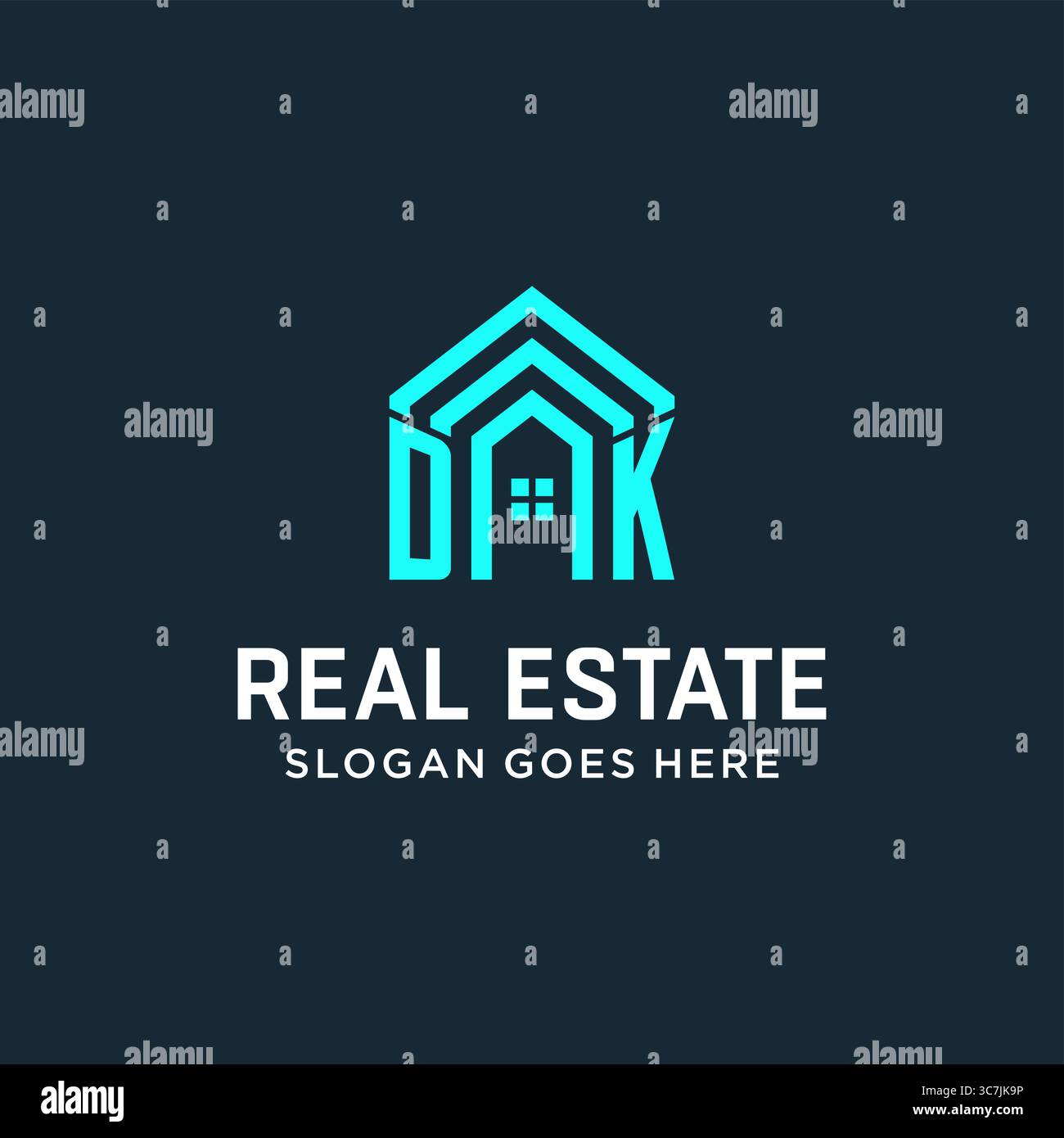 Lettre initiale DK toit logo immobilier avec graphique vectoriel graphique vectoriel de style de logo créatif et moderne Illustration de Vecteur