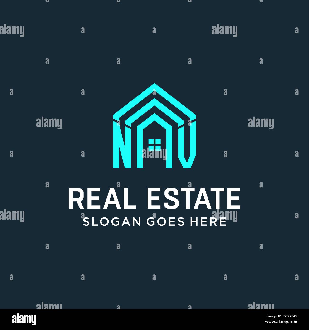 Lettre initiale NV toit logo immobilier avec graphique vectoriel graphique vectoriel de style de logo créatif et moderne Illustration de Vecteur