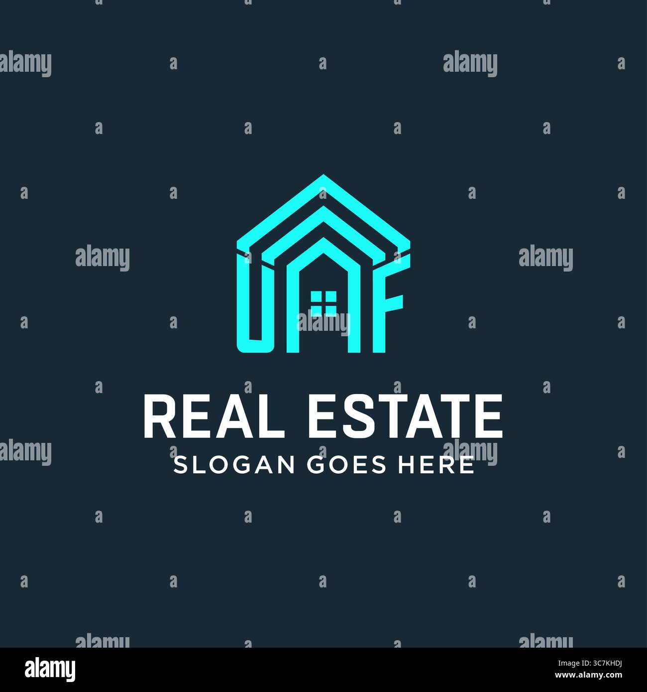 Lettre initiale UF toit logo immobilier avec graphique vectoriel graphique vectoriel de style de logo créatif et moderne Illustration de Vecteur