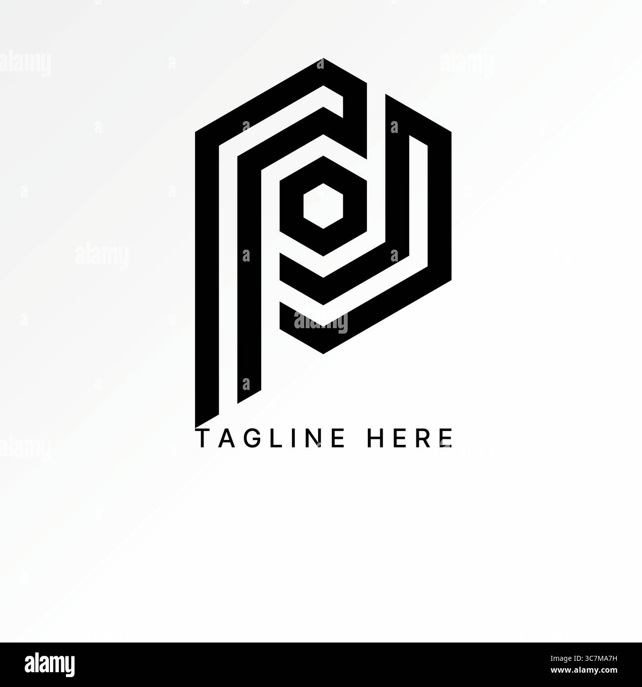 Conception de logo concept graphique créatif premium vecteur image stock top vendre initial P, PD, PC ligne de police haxagon coupe monogramme typographie marque studio Illustration de Vecteur