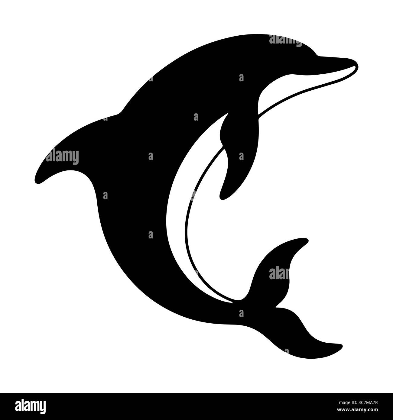 Silhouette de dauphin jouant vue 1 Illustration de Vecteur