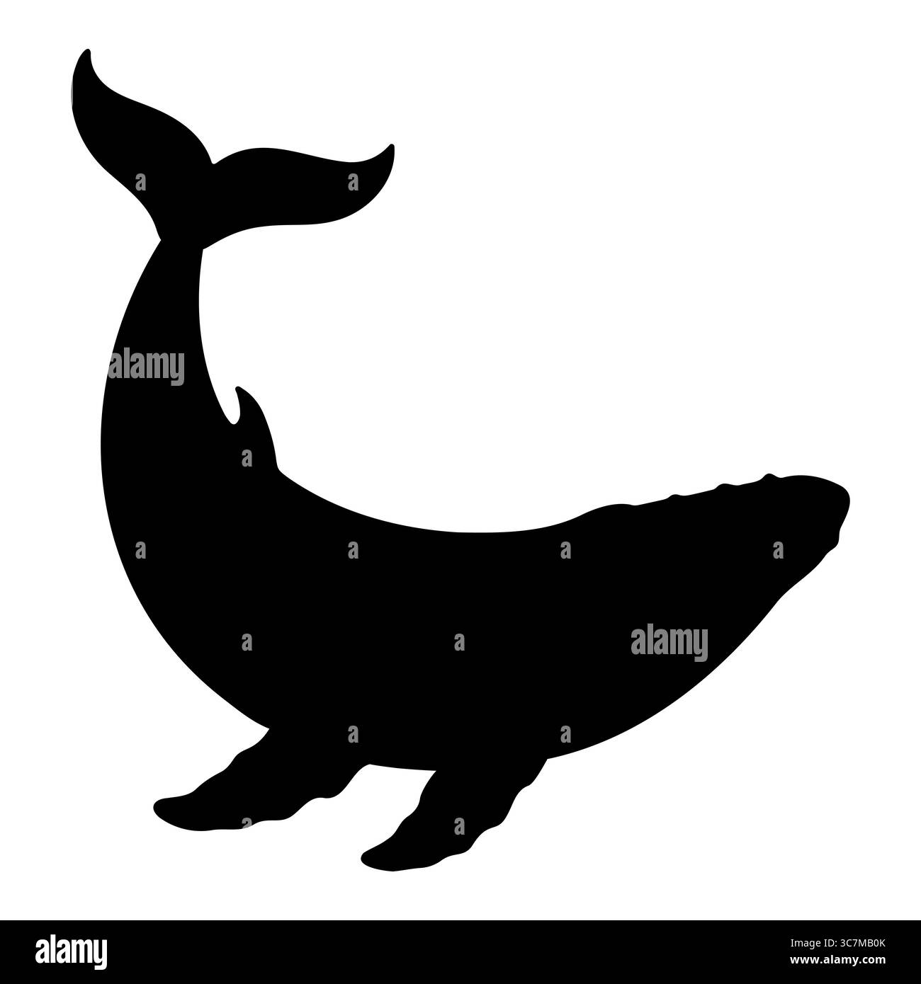 Silhouette de baleine avec queue surélevée Illustration de Vecteur