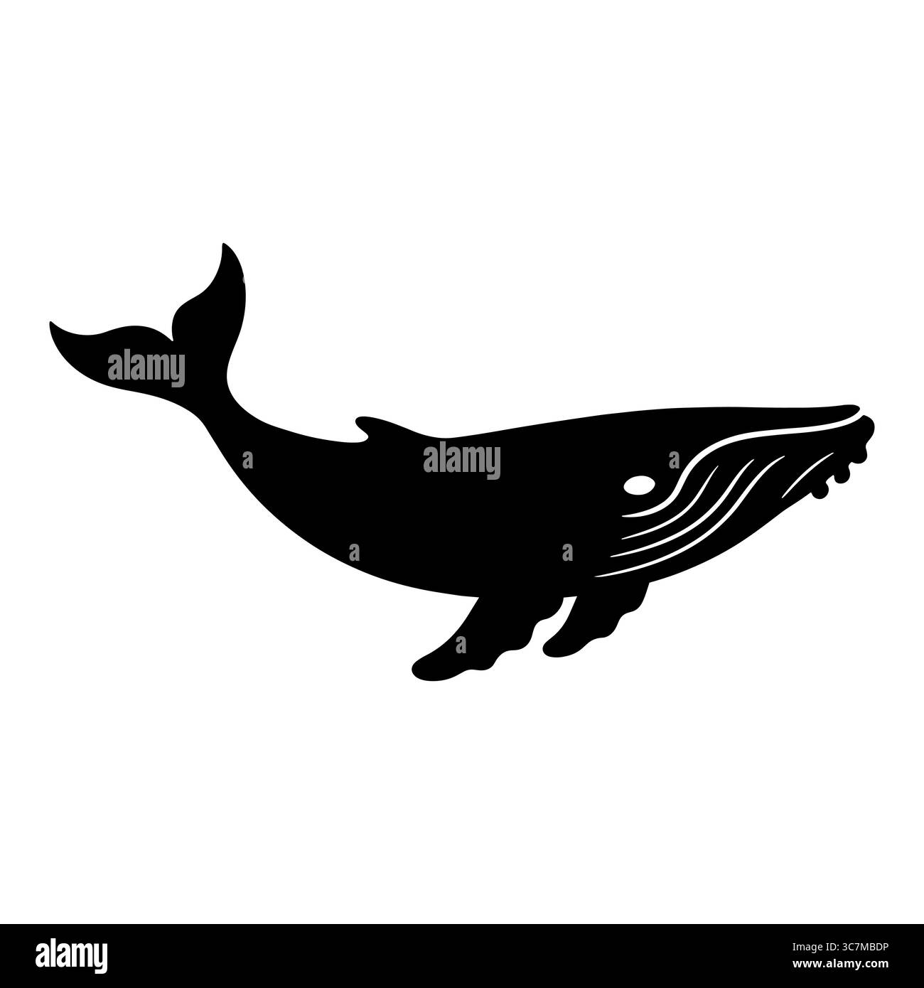 Silhouette de baleine nageant dans l'océan 2 Illustration de Vecteur