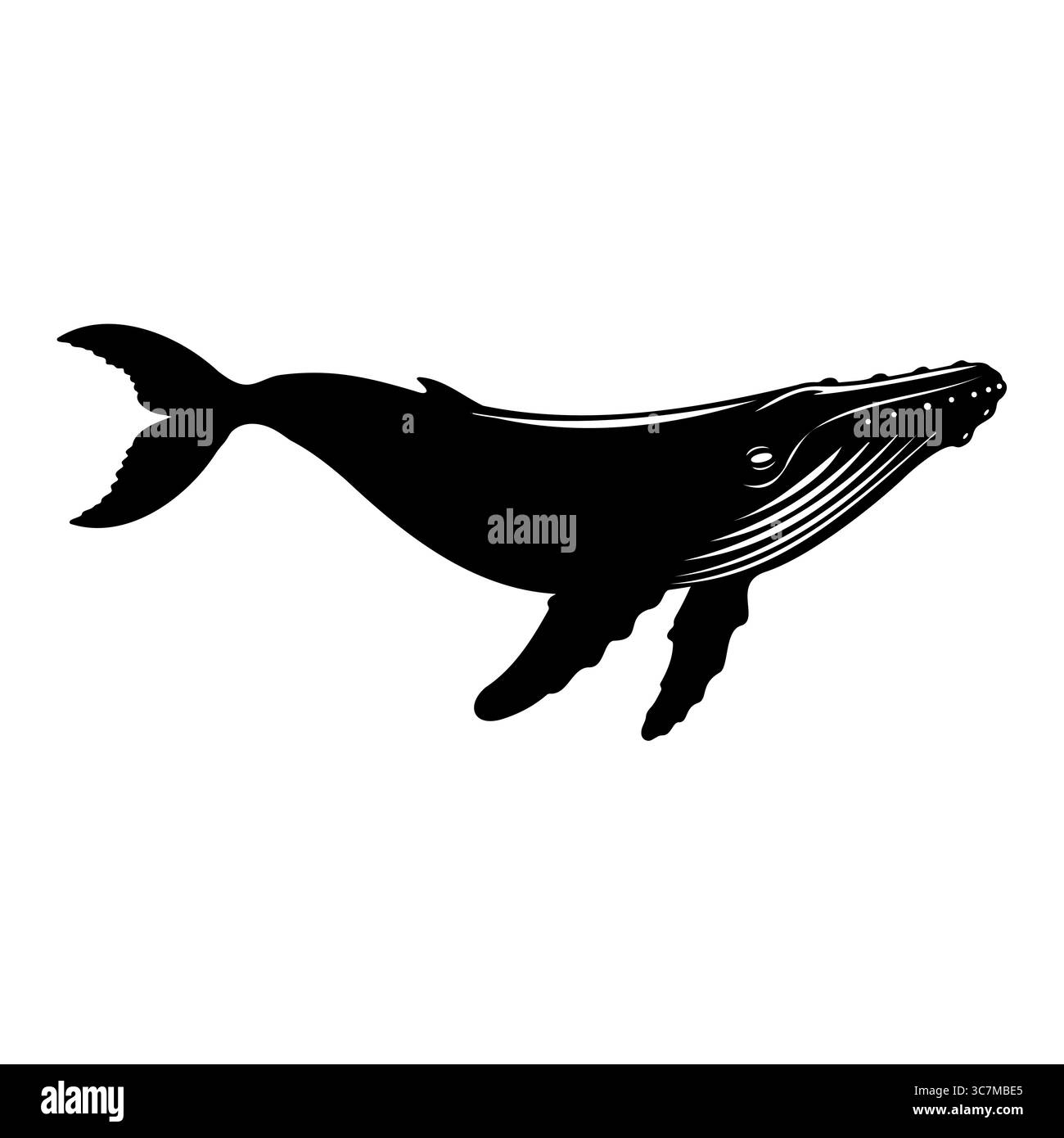 Silhouette de baleine glissant à travers la mer Illustration de Vecteur