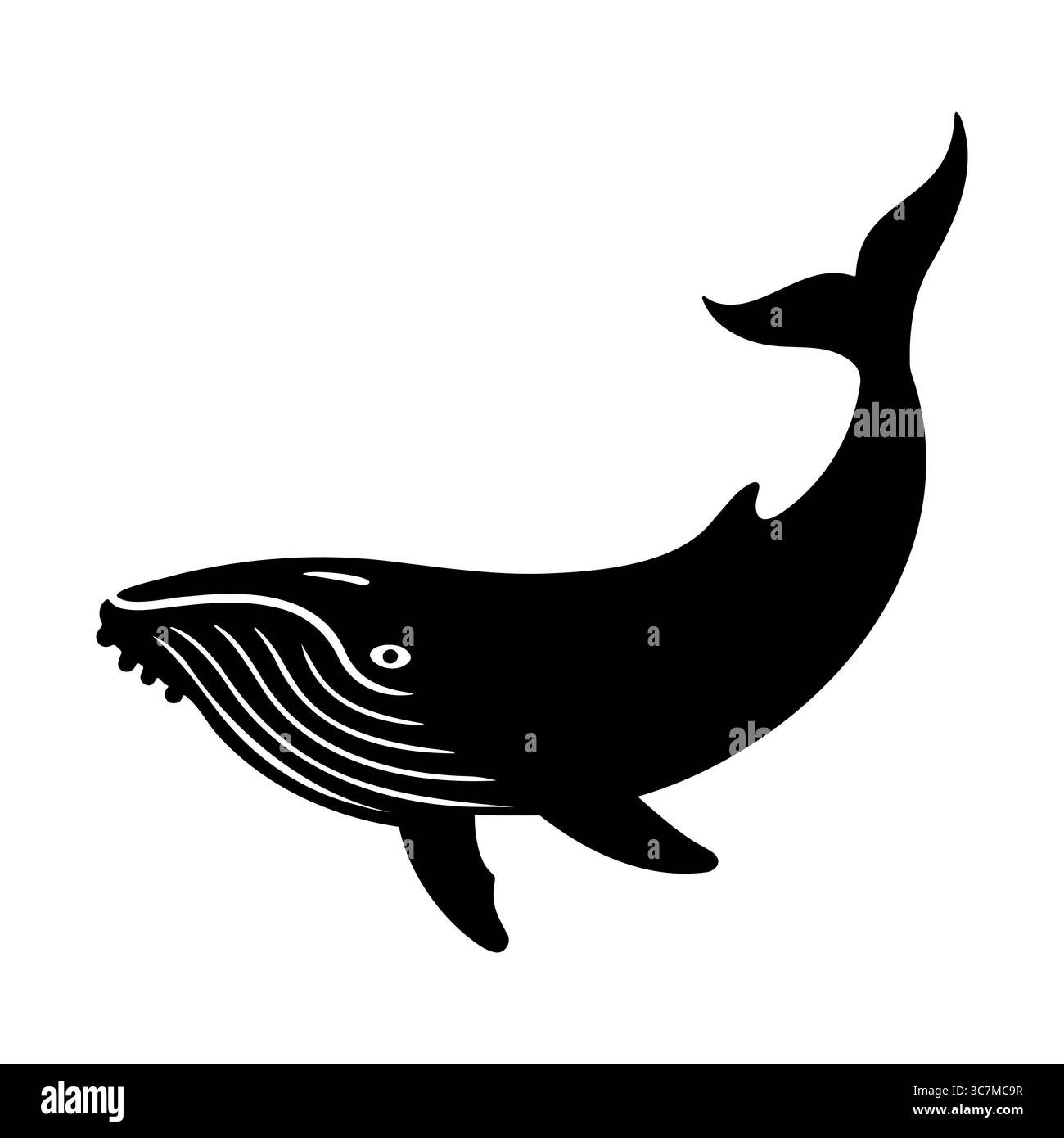 Silhouette de baleine nageant dans l'océan Illustration de Vecteur