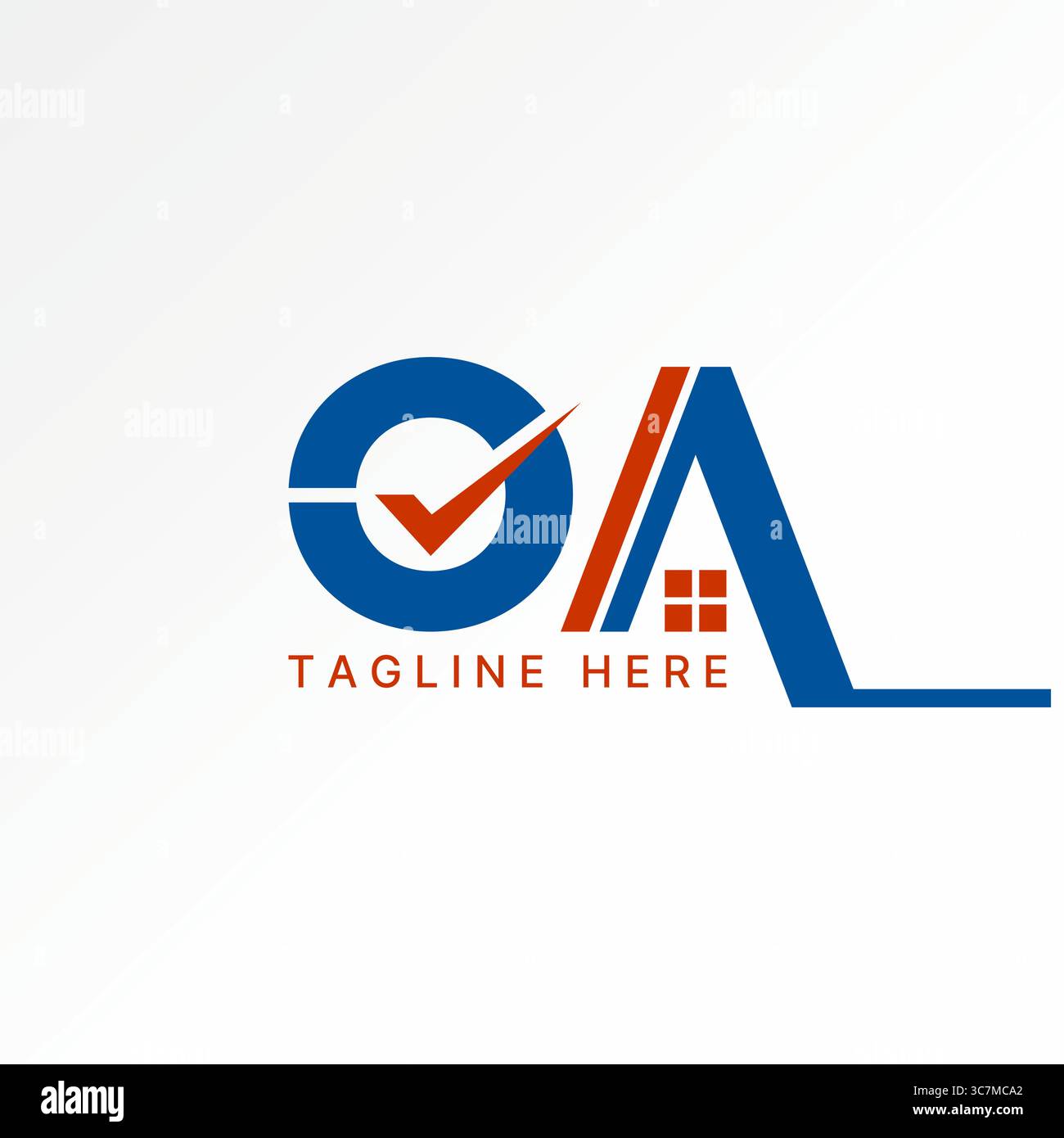 Conception de logo concept graphique créatif premium vecteur image stock top initial OA police checklist toit maison fenêtre maison maison maison extérieur maison d'architecte maison Illustration de Vecteur