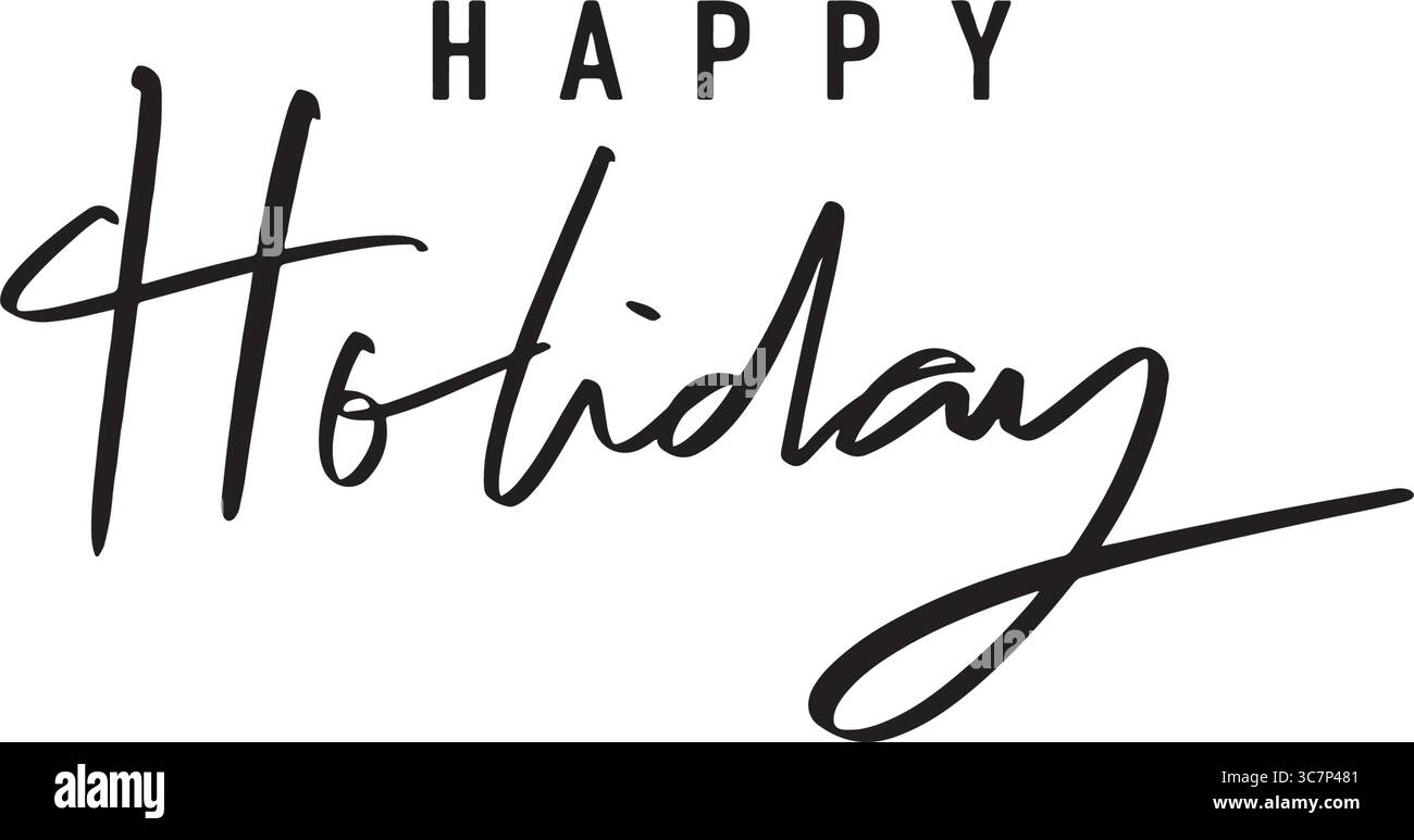 joyeuse police de texte de vacances calligraphie lettrage écrit à la main script noir icône d'objet de couleur joyeuse vacances joyeux noël noël saison hiver temps decemb Illustration de Vecteur