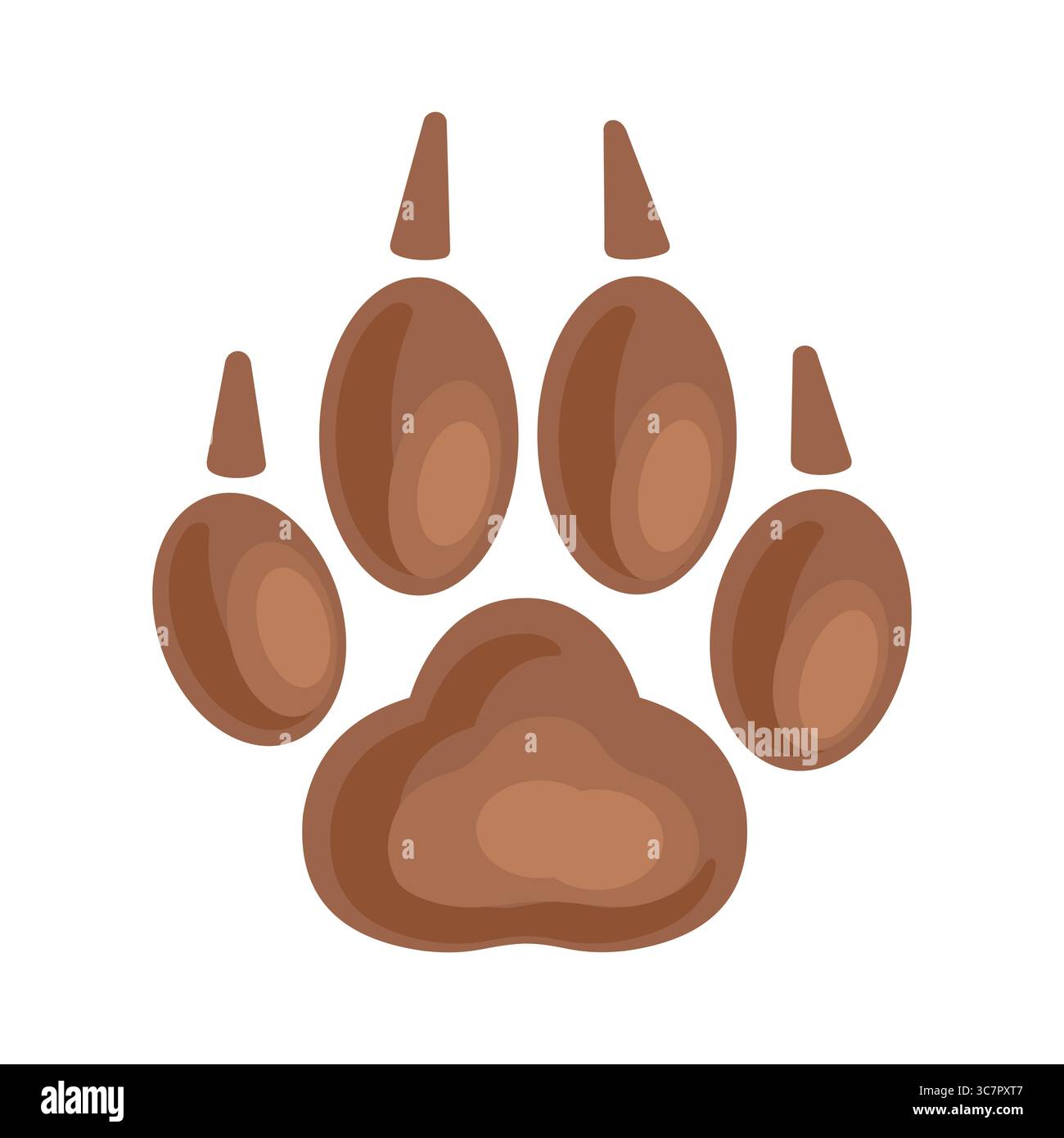 Empreinte de patte d'un chien, un animal sauvage. Illustration plate isolée sur fond blanc Illustration de Vecteur