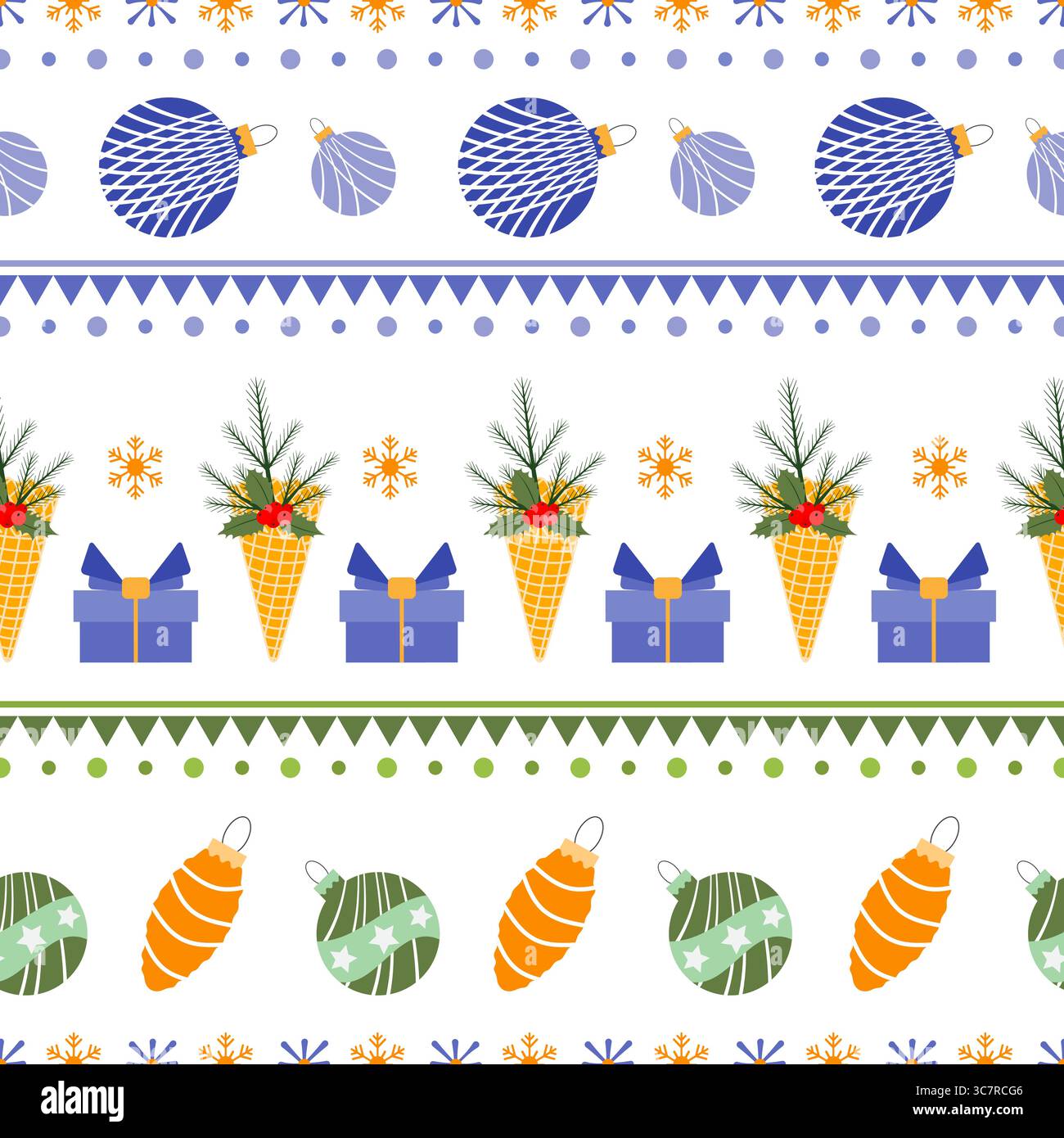 Modèle de vacances de Noël avec des ornements, des cadeaux et des décorations festives sur le vecteur de fond blanc Illustration de Vecteur
