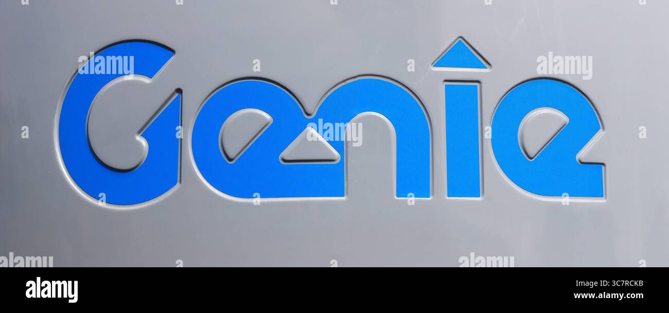 Logo Genie Lift à l'arrière d'un élévateur à flèche Banque D'Images