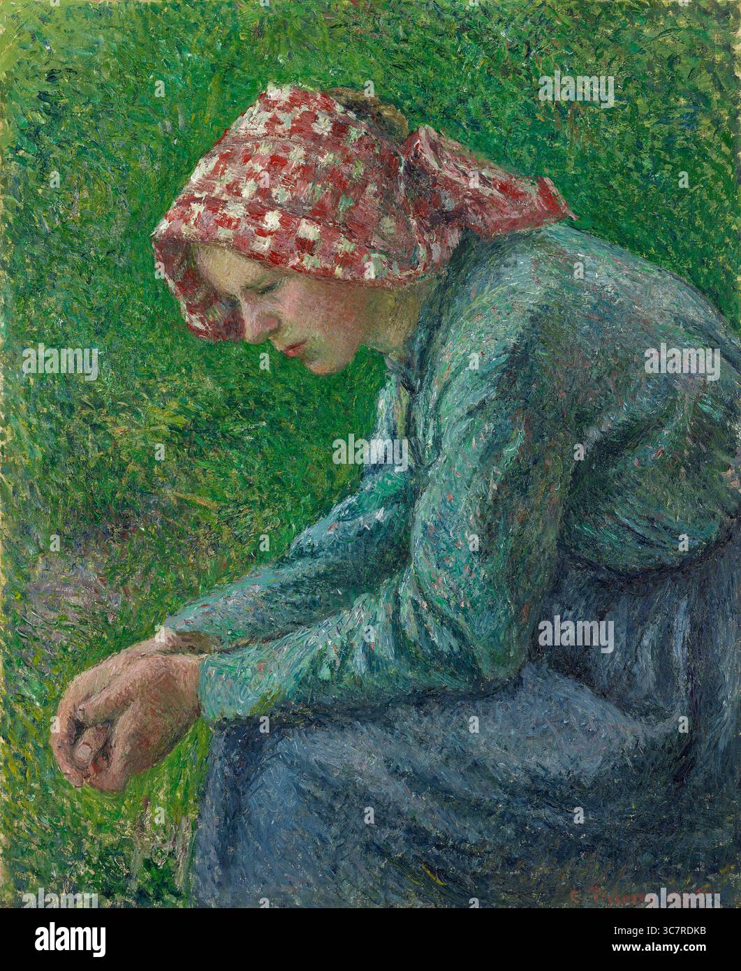 Une paysanne assise. Camille Pissarro. 1885. Banque D'Images
