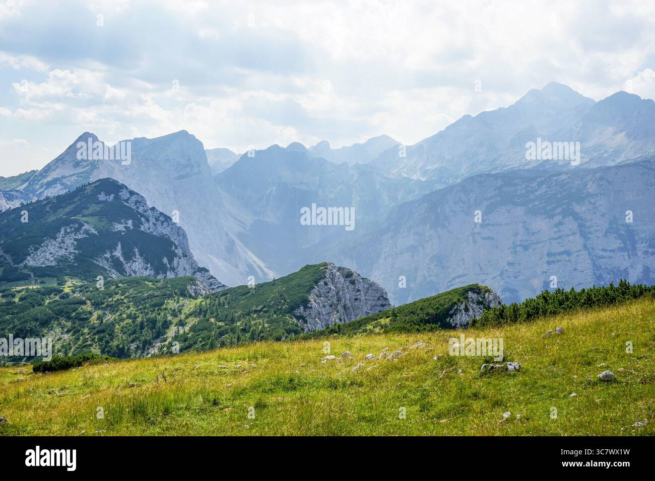 Vue sur les Alpes Juliennes, en Slovénie Banque D'Images