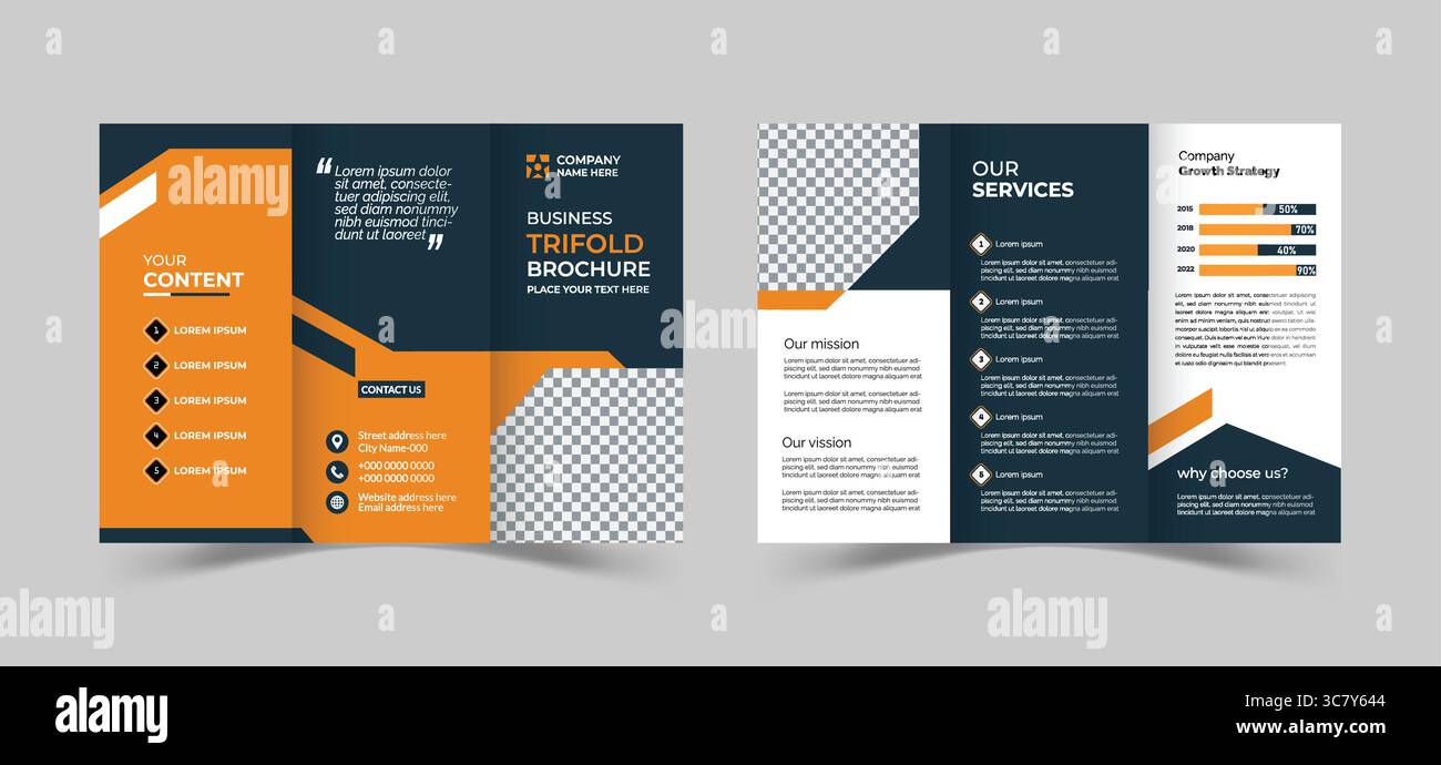 Modèle moderne de brochure triple, agence professionnelle de publicité d'entreprise Illustration de Vecteur