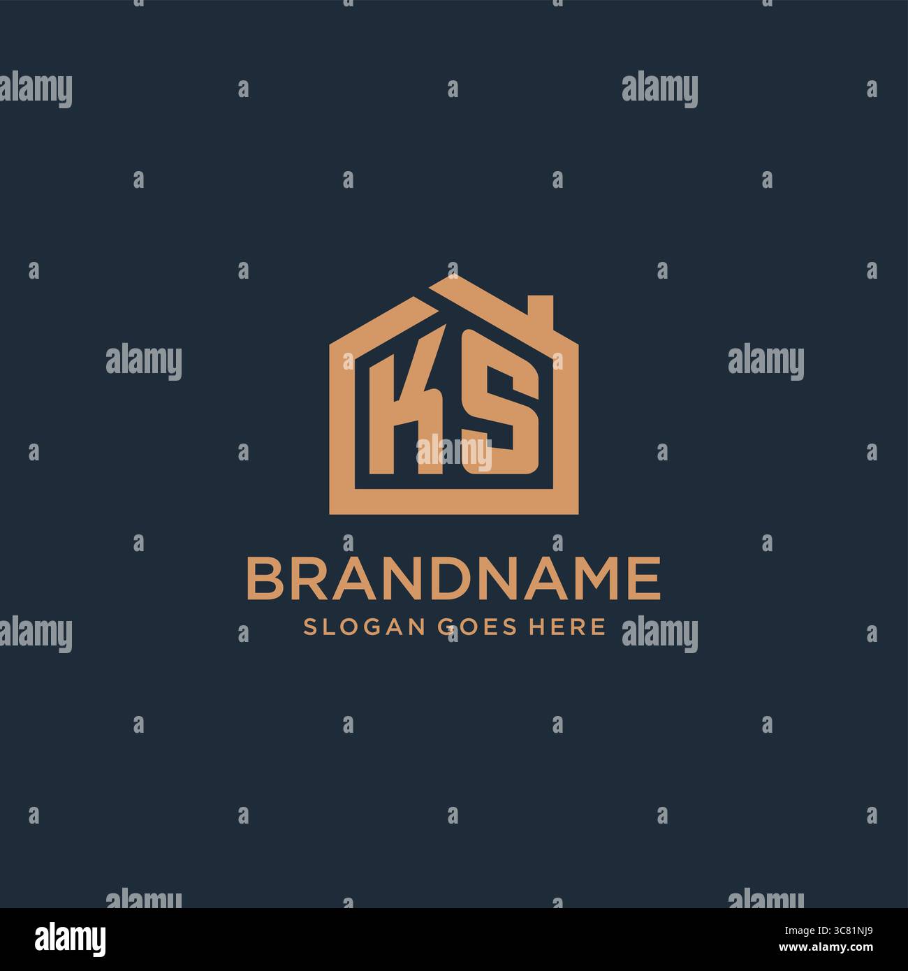 Lettre initiale KS logo avec graphique vectoriel de conception d'icône de forme de maison minimaliste simple Illustration de Vecteur