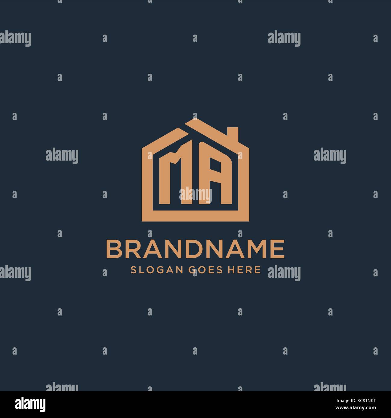 Lettre initiale ma logo avec graphique vectoriel de conception d'icône de forme de maison minimaliste simple Illustration de Vecteur