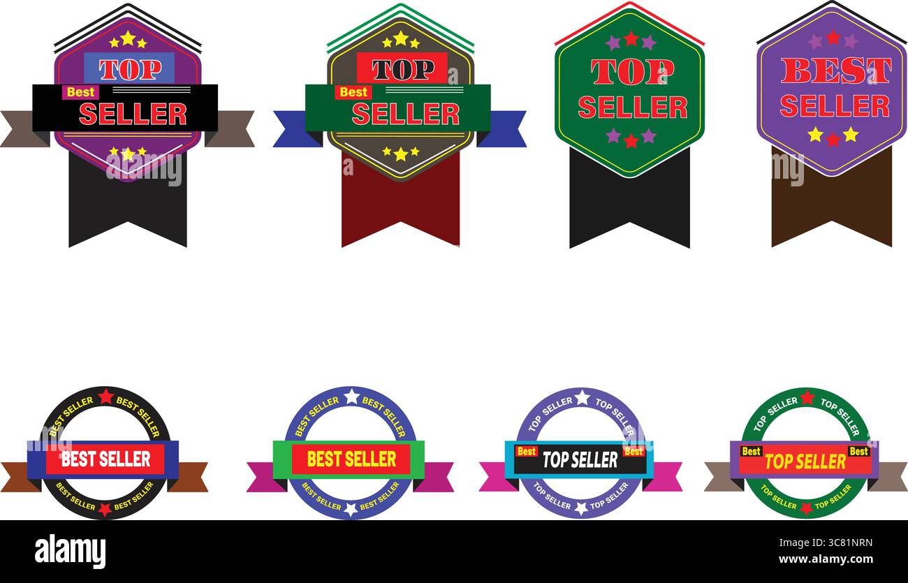 BEST seller ruban badge conçoit étiquette vectorielle numérique top seller avec garantie de qualité STAR SEAL Illustration de Vecteur