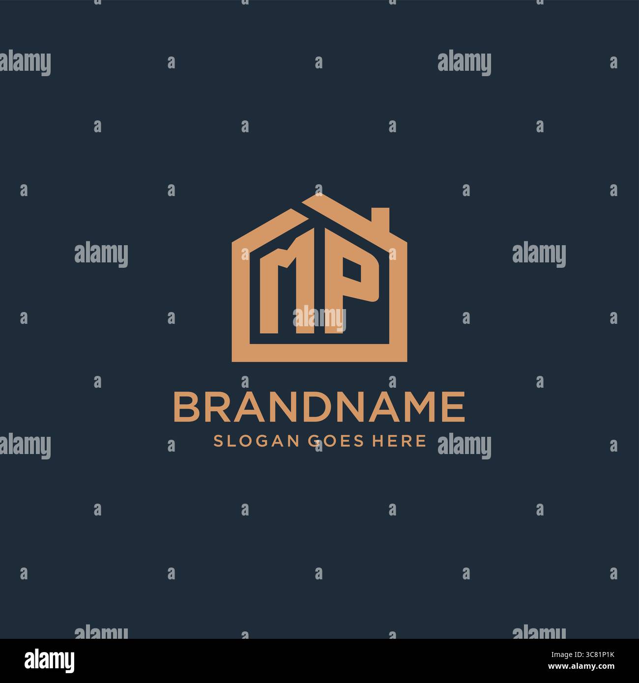 Lettre initiale MP logo avec graphique vectoriel de conception d'icône de forme de maison minimaliste simple Illustration de Vecteur