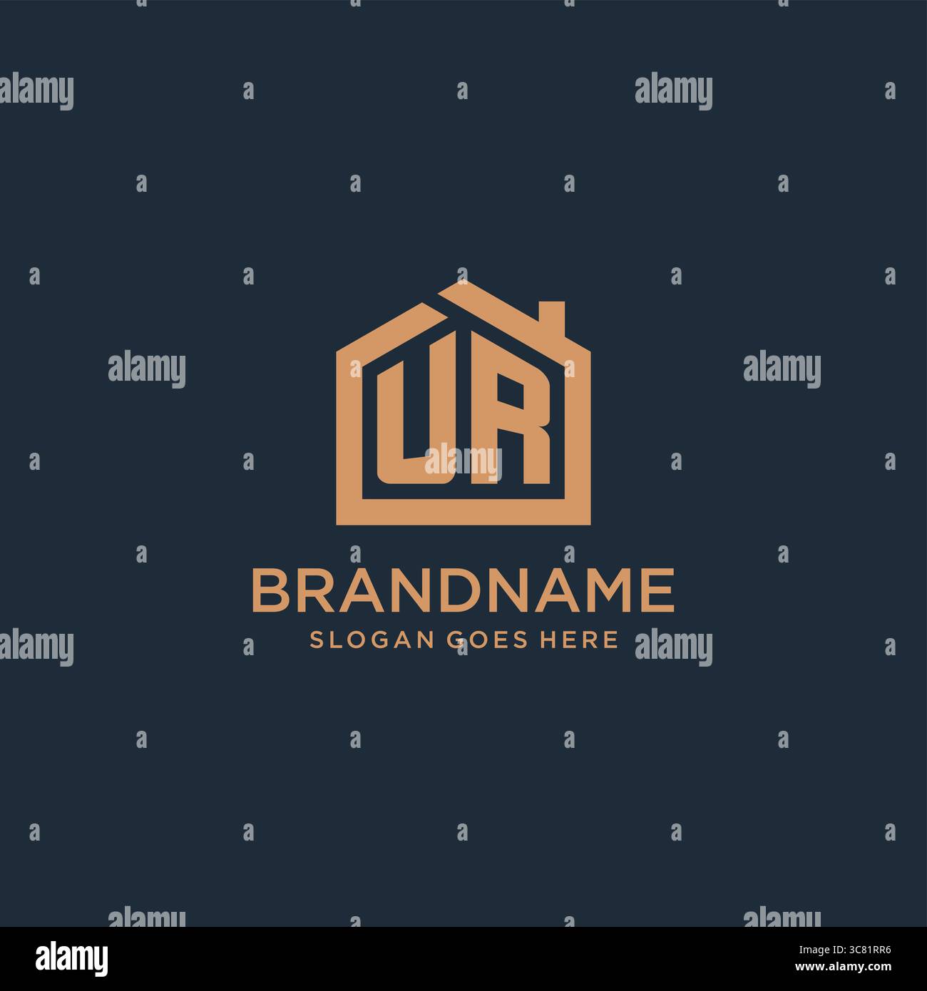 Lettre initiale UR logo avec graphique vectoriel de conception d'icône de forme de maison minimaliste simple Illustration de Vecteur