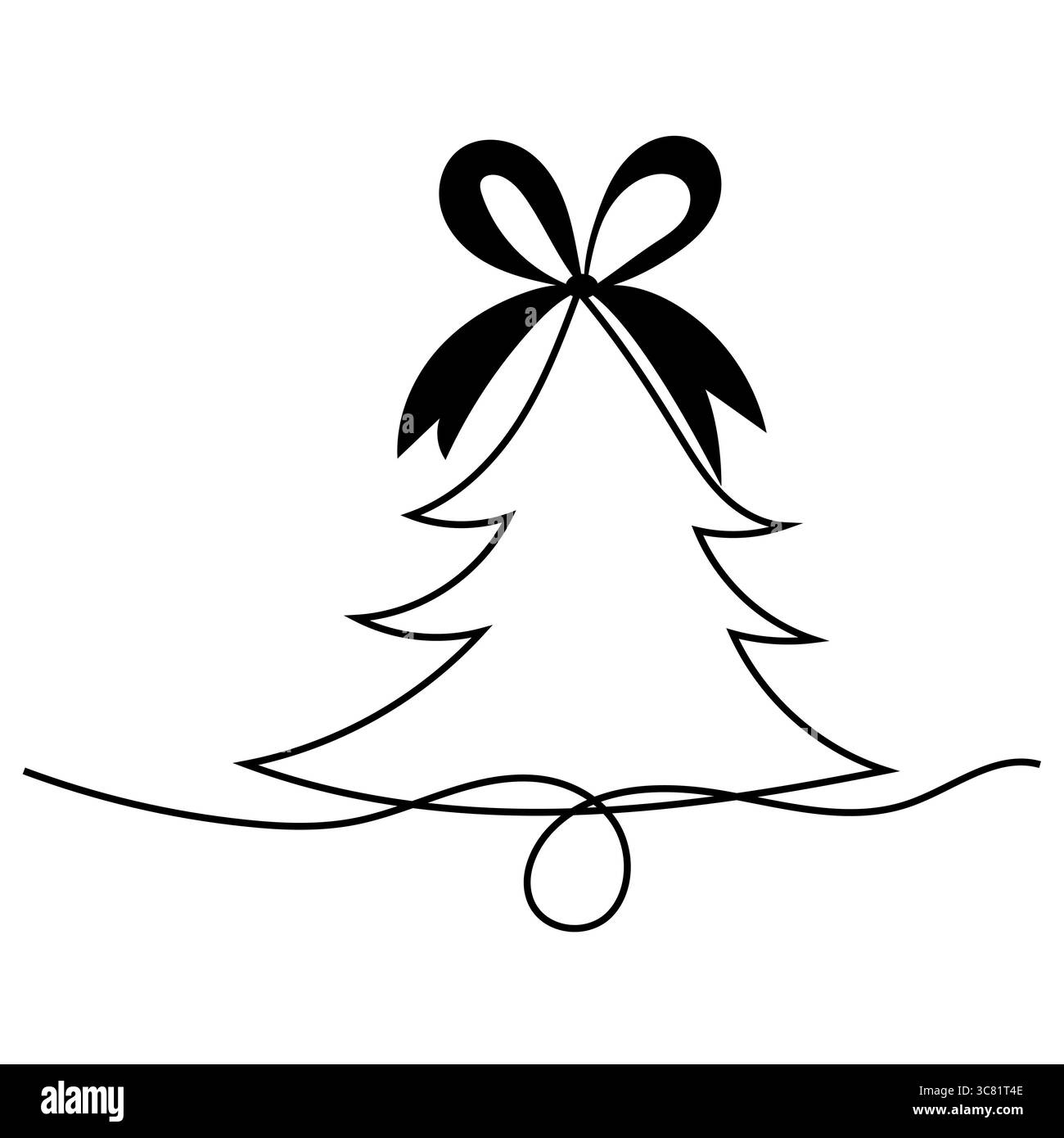 Noeud ruban de Noël. Vecteur de décoration d'arbre. Symbole du nouvel an des fêtes. Ornement d'hiver simple. Illustration de Vecteur