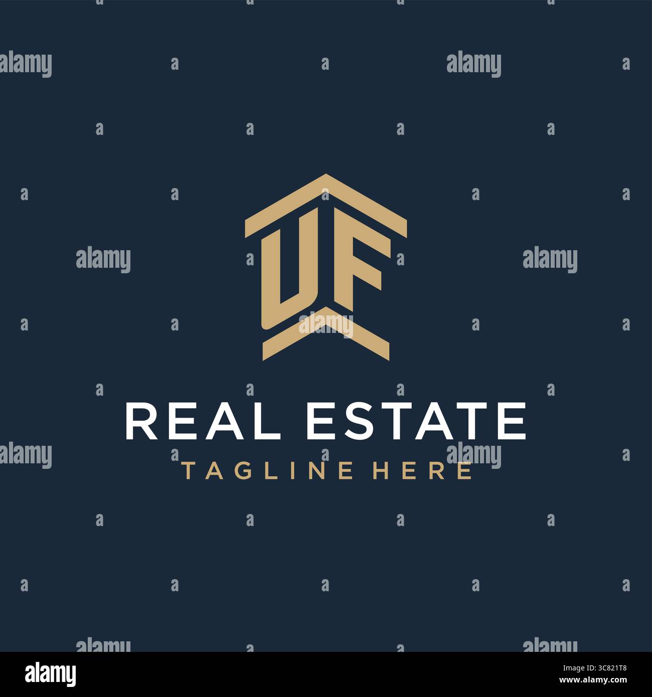 Logo UF initial pour l'immobilier avec des idées de conception de logo d'icône de toit de maison simple et créative vecteur graphique graphique Illustration de Vecteur