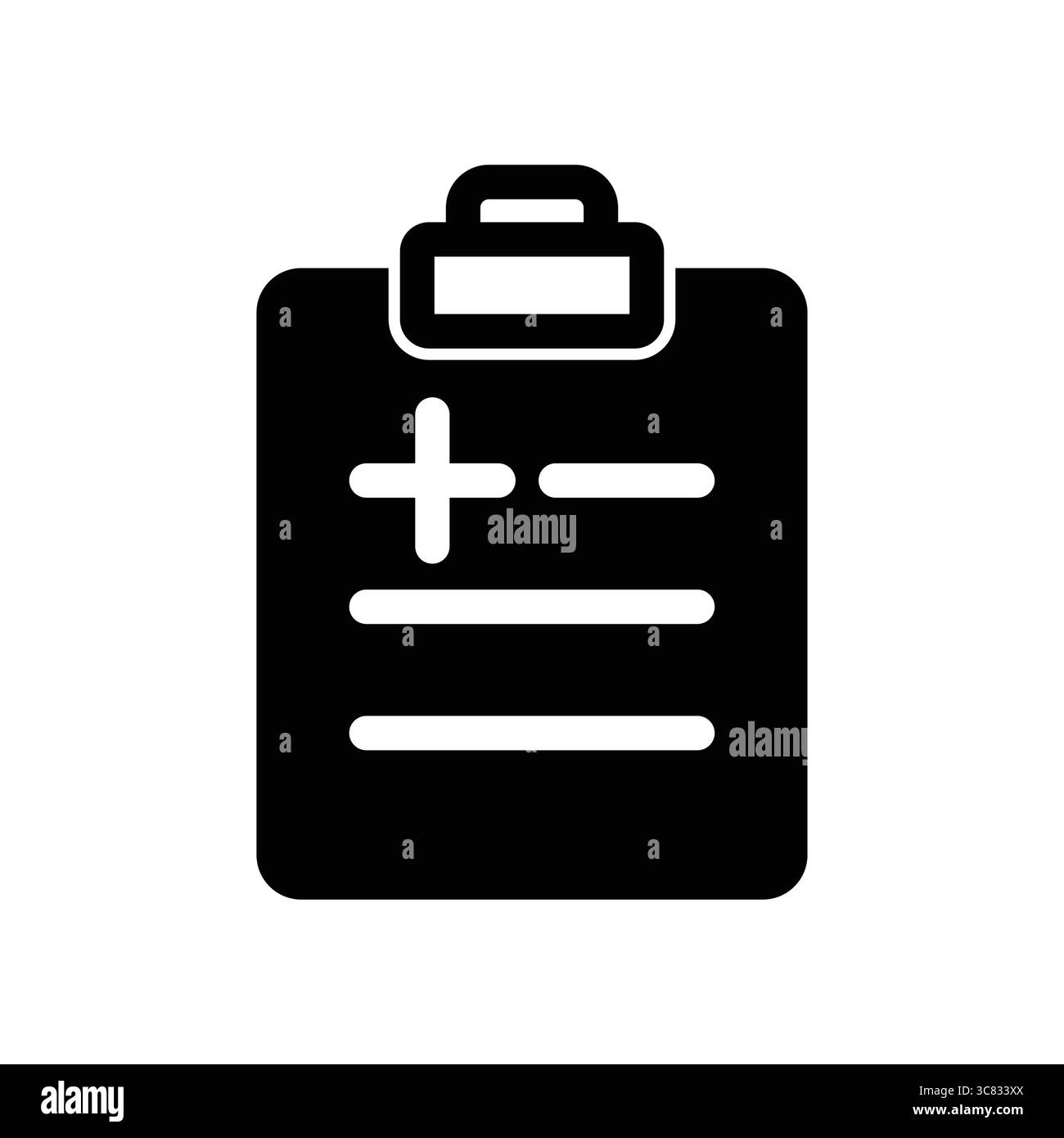 Icône noire élégante représentant une documentation médicale, idéale pour les illustrations médicales et les projets liés à la santé. Illustration de Vecteur