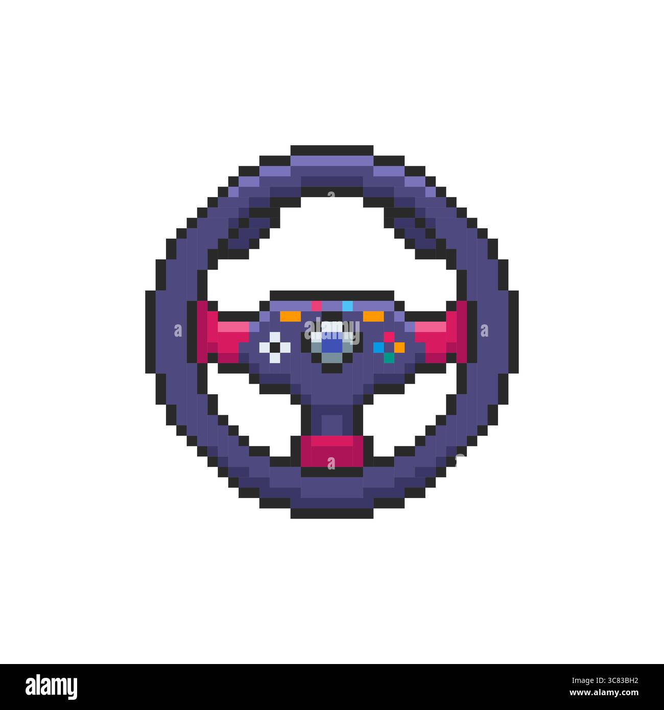 Design des actifs de jeu Pixel art Gaming Steering Wheel Illustration de Vecteur