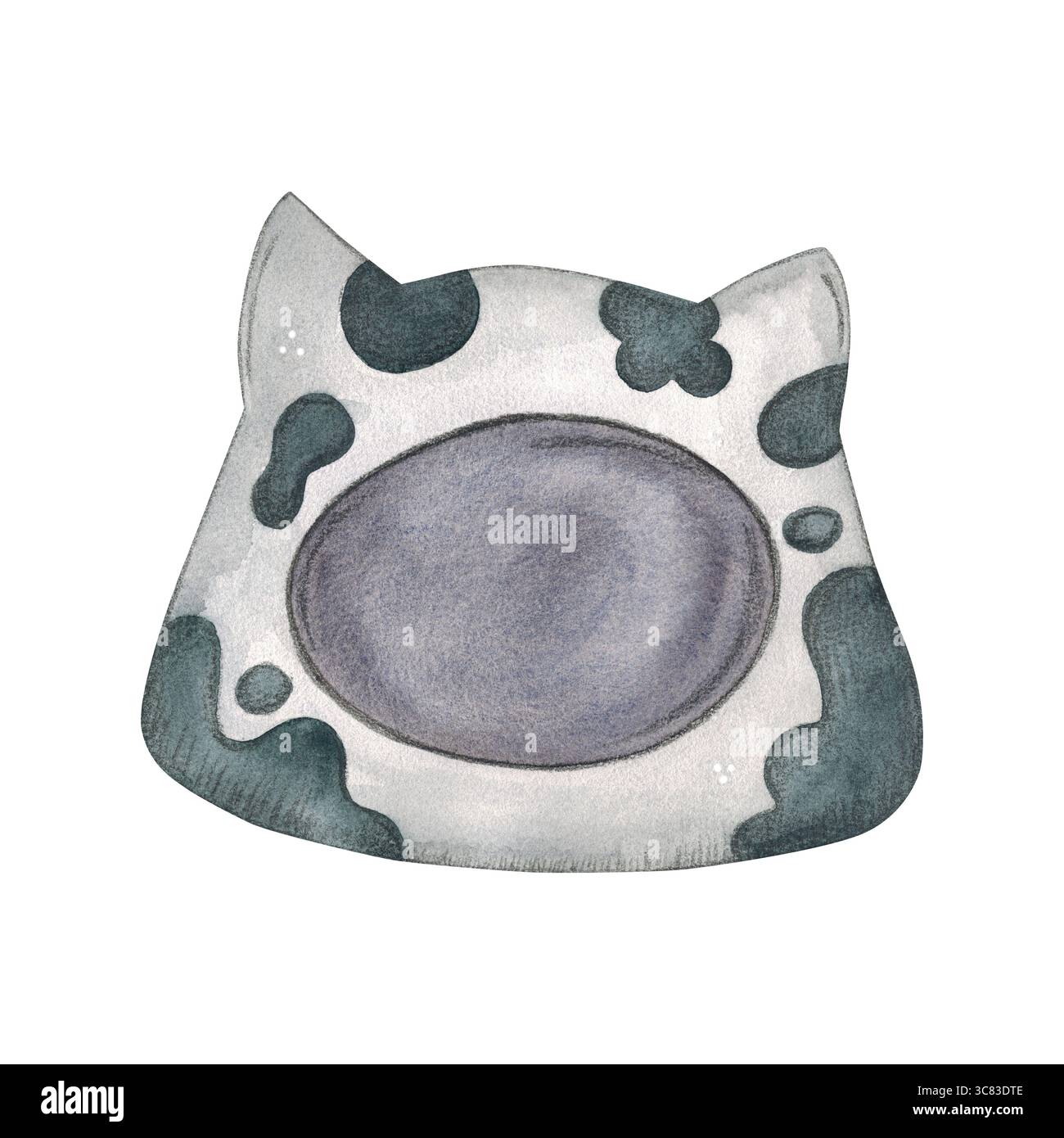 Trou de chat, maison pour un chat. Illustration aquarelle dessinée à la main, dessin animé. Dessin pour cartes, autocollants, scrapbooking. Chat, animal de compagnie, domestique, trou, maison Banque D'Images