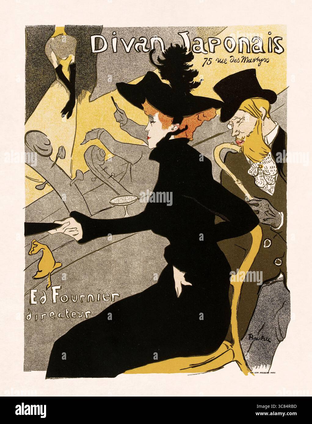 Lithographie couleur d'Henri de Toulouse-Lautrec pour le Divan Japonais, café-concert parisien de la fin du XIXe siècle. L'affiche représente le dan Banque D'Images