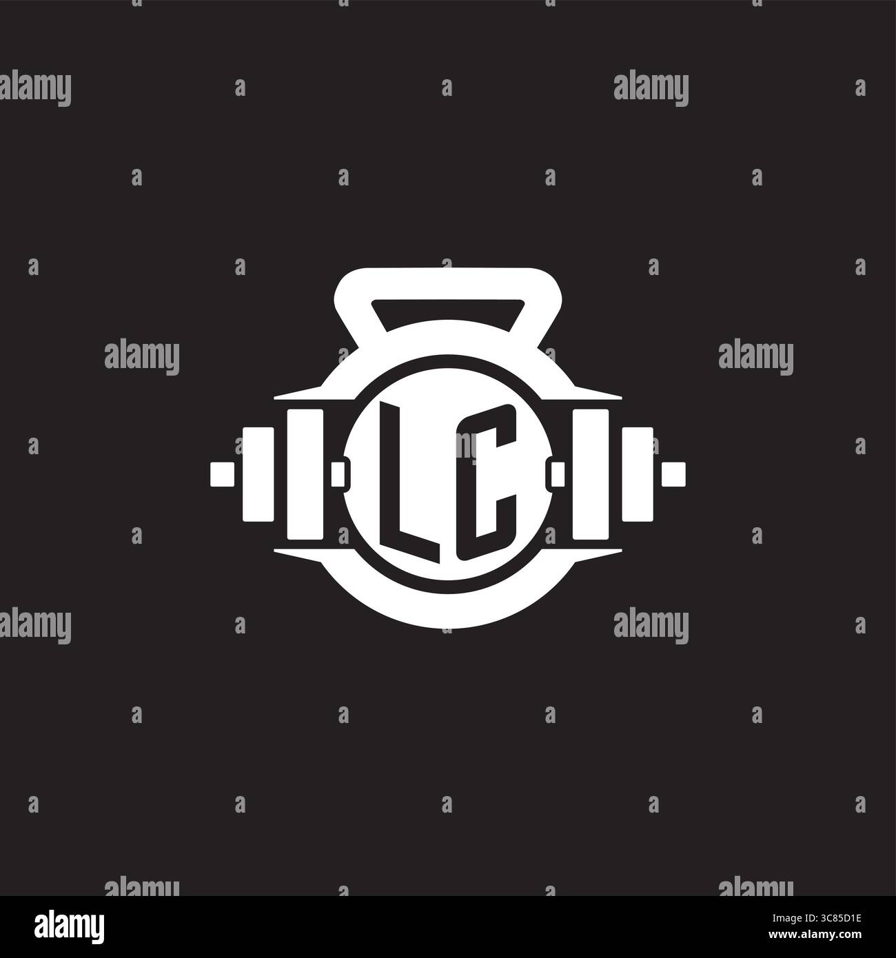 Idées initiales de conception de logo LC avec un graphique vectoriel graphique vectoriel graphique d'icône d'haltère et de kettlebell simple Illustration de Vecteur