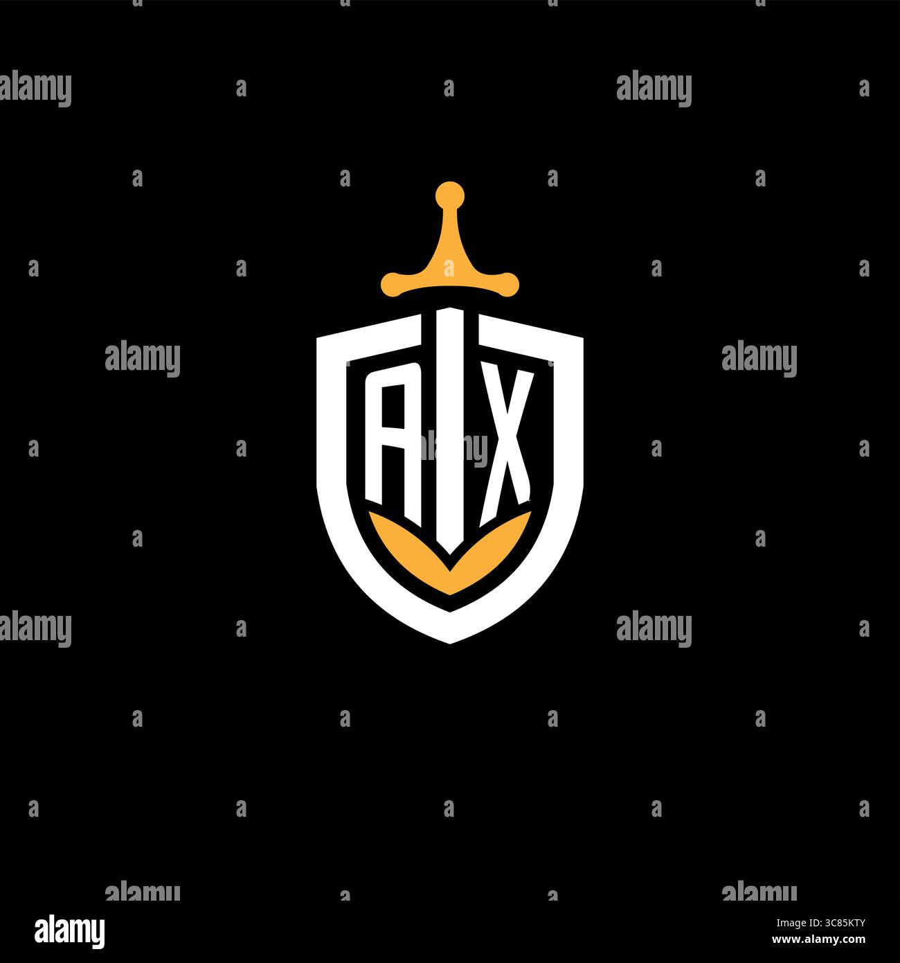 Lettre créative AX logo jeu esport avec graphique vectoriel bouclier Illustration de Vecteur