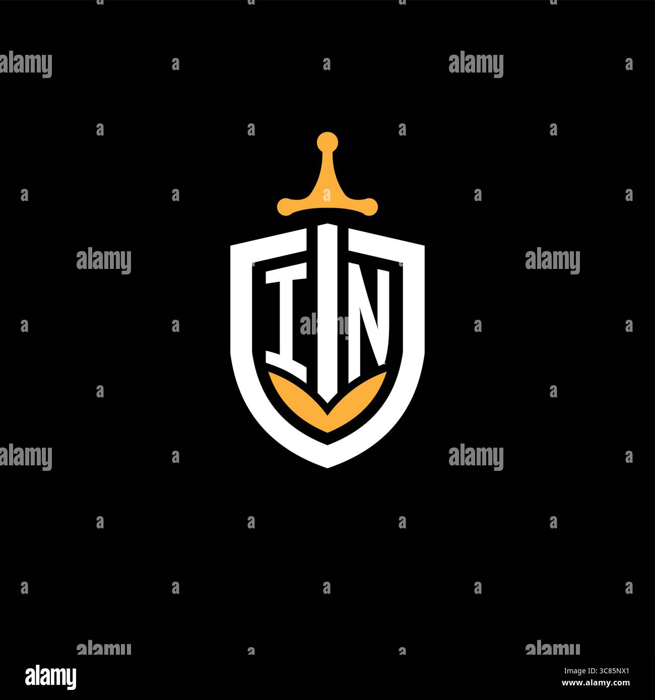 Lettre créative DANS LE logo de jeu esport avec graphique vectoriel bouclier Illustration de Vecteur
