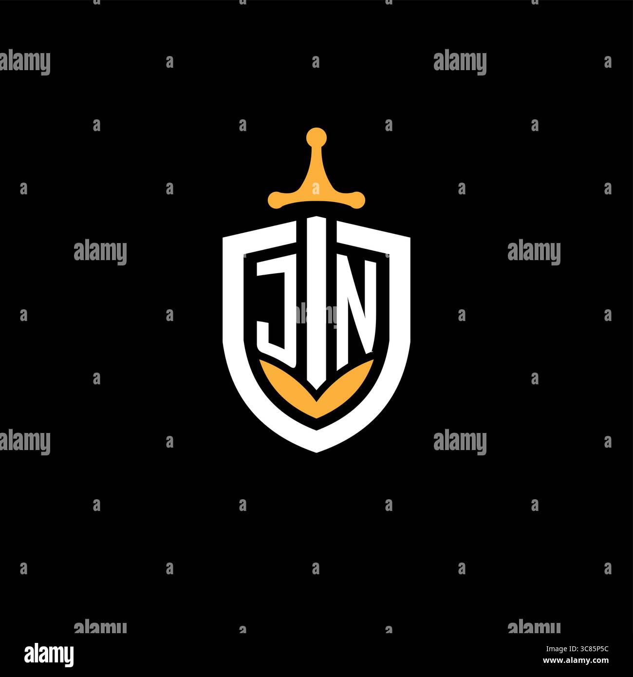Lettre créative JN logo gaming esport avec graphique vectoriel Shield Illustration de Vecteur