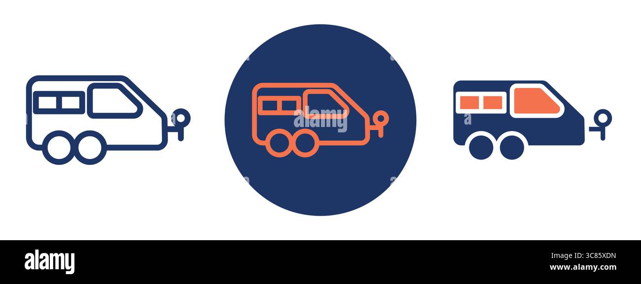 Icônes montrant les camping-cars et les camping-cars, parfaits pour illustrer les voyages en voiture, le camping et les voyages d'aventure. Illustration de Vecteur
