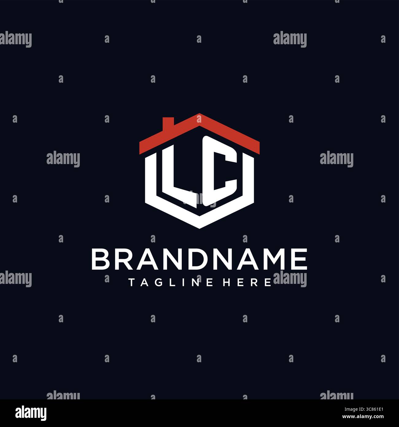 Lettre initiale LC logo avec des idées de conception de forme hexagonale de toit de maison vecteur graphique graphique Illustration de Vecteur