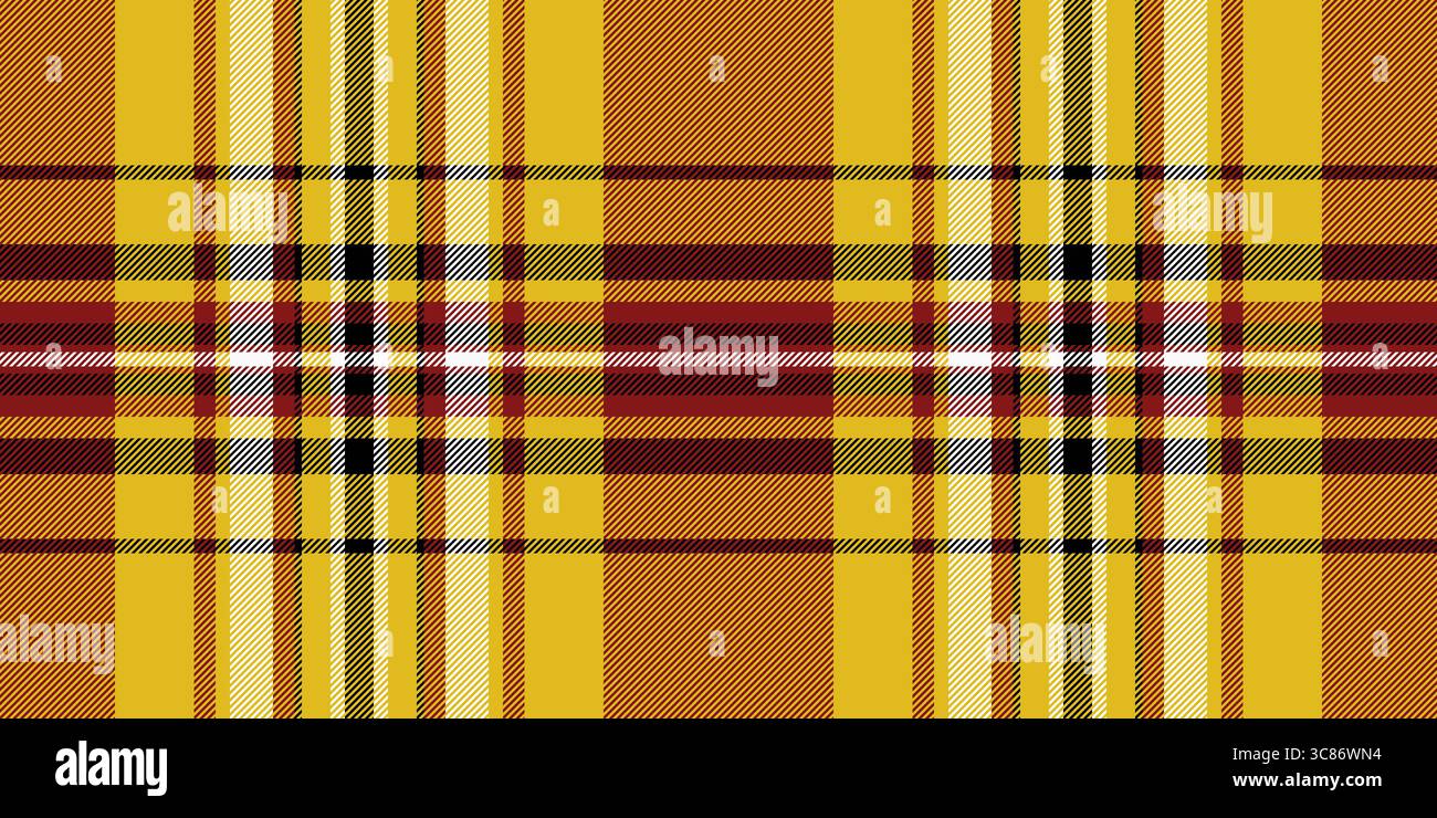 Textile sans couture de fond calme, vecteur de tartan de modèle de composition. Tissu à carreaux en gros plan texture écossaise dans une palette de couleurs jaune et rouge. Illustration de Vecteur