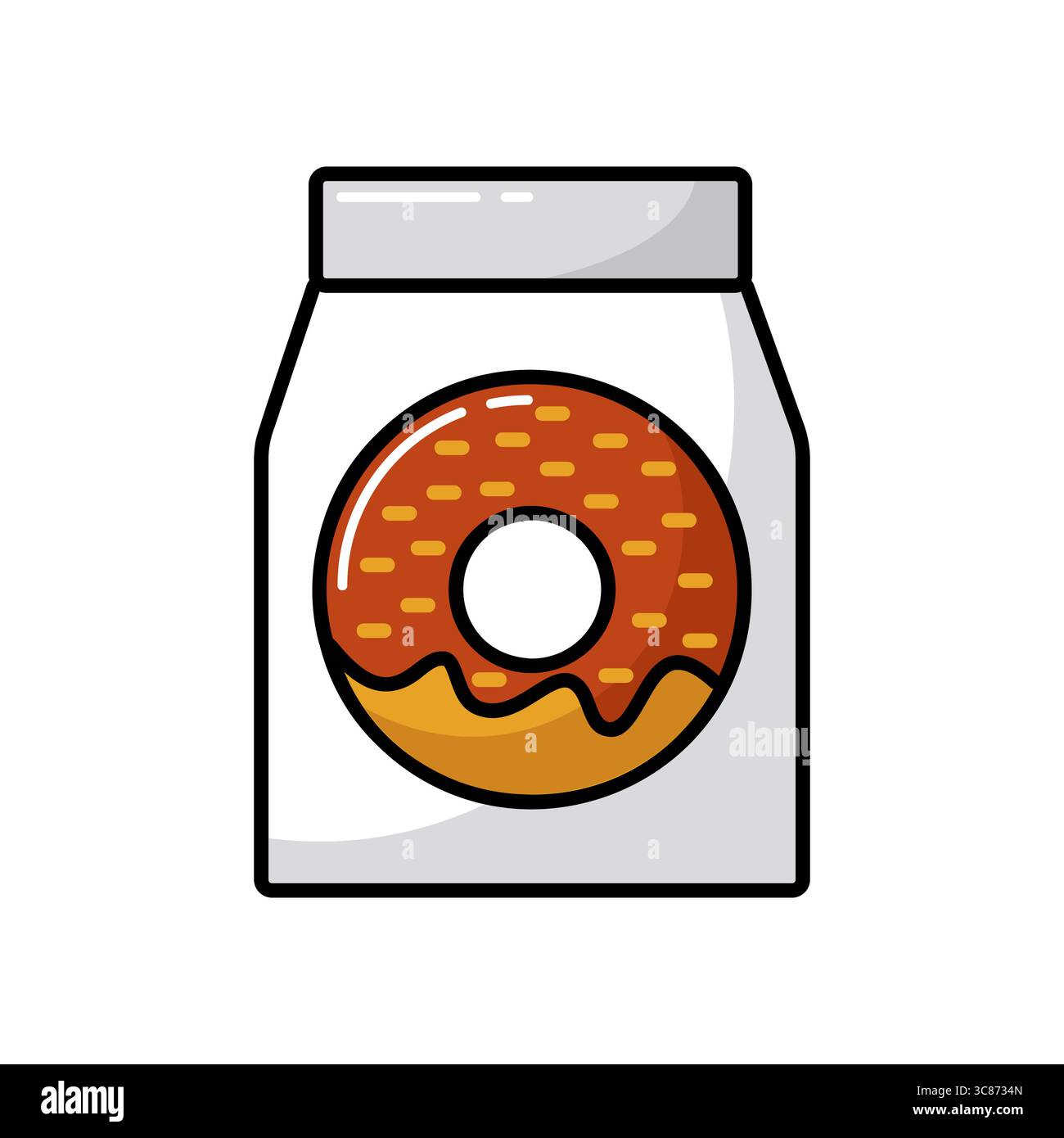 Icône de vecteur de sac en papier à emporter pour livraison rapide de nourriture. Symbole anneau. Affiche de livraison. Symbole graphique pour le site Web de cuisine et la conception d'applications, le logo, l'application, l'interface utilisateur Illustration de Vecteur