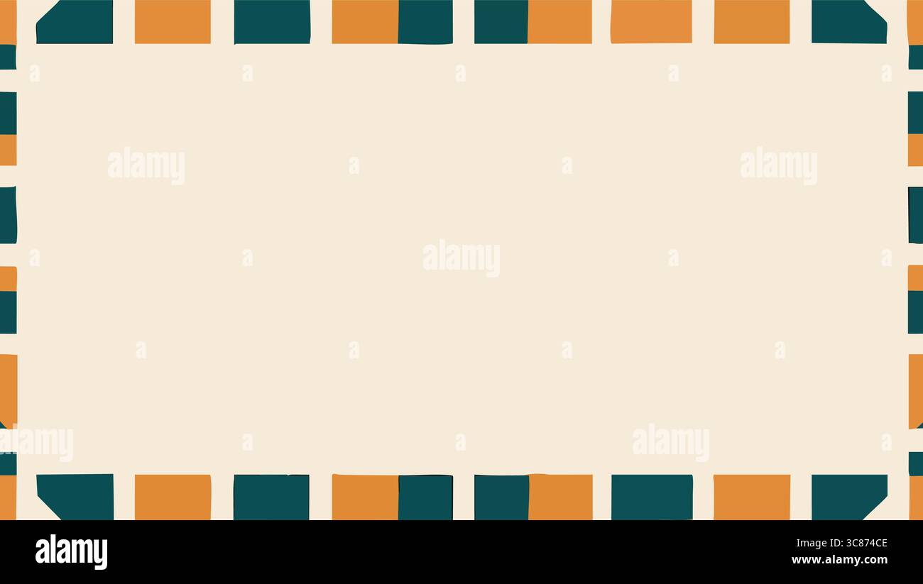 Un cadre vectoriel rectangulaire avec des blocs colorés alternés et des lignes pointillées autour des bords. Illustration de Vecteur