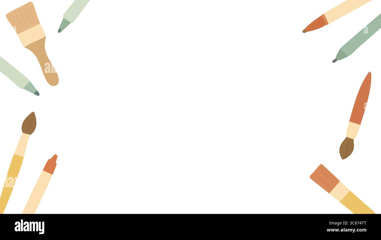 Arrière-plan vectoriel représentant des éléments de papeterie dispersés tels que des crayons, des notes autocollantes et des trombones. Illustration de Vecteur