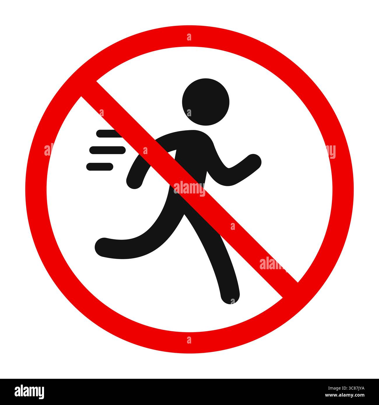 Pas de panneau de marche, symbole d'avertissement. Silhouette humaine croisée, simple figure de bâton dans un cercle rouge. Illustration vectorielle. Illustration de Vecteur