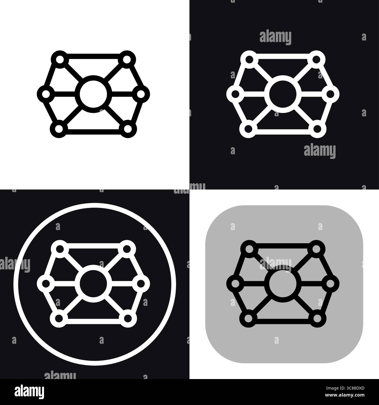 Cette icône représente une connexion réseau en intelligence artificielle. Idéal pour les projets liés à l'IA ou les sites Web technologiques. Design épuré et moderne. Illustration de Vecteur
