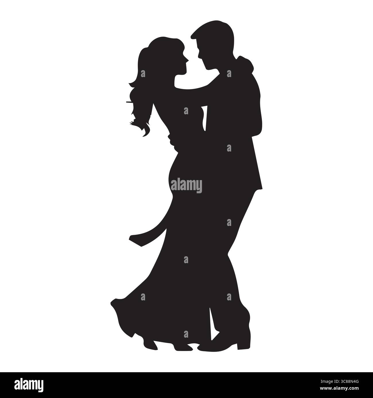 Silhouette couple dancing Illustration de Vecteur