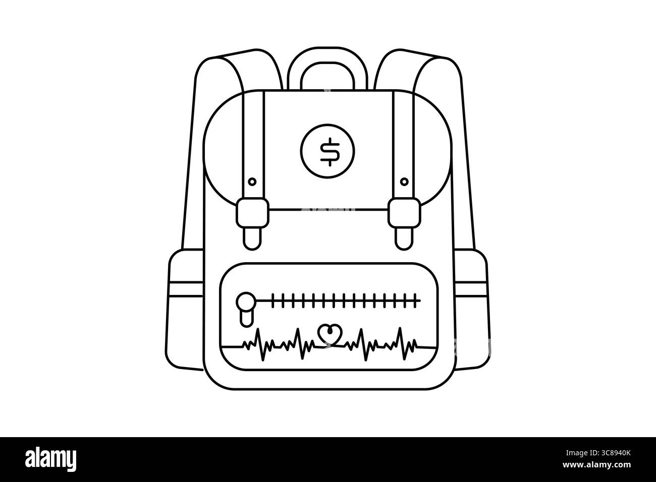 Sac d'école dessin continu d'une ligne et style minimaliste isolent l'illustration de contour Illustration de Vecteur