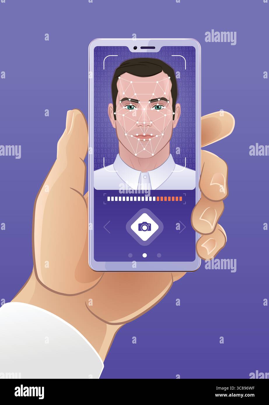 Reconnaissance faciale biométrique Illustration de Vecteur