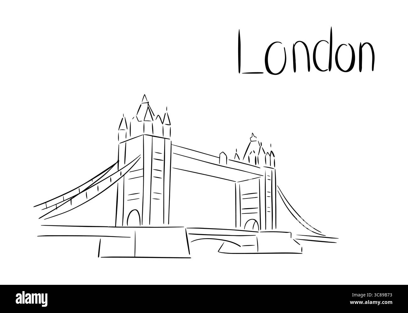 Tower Bridge à Londres esquisse, clip vidéo avec canal alpha. Illustration de Vecteur