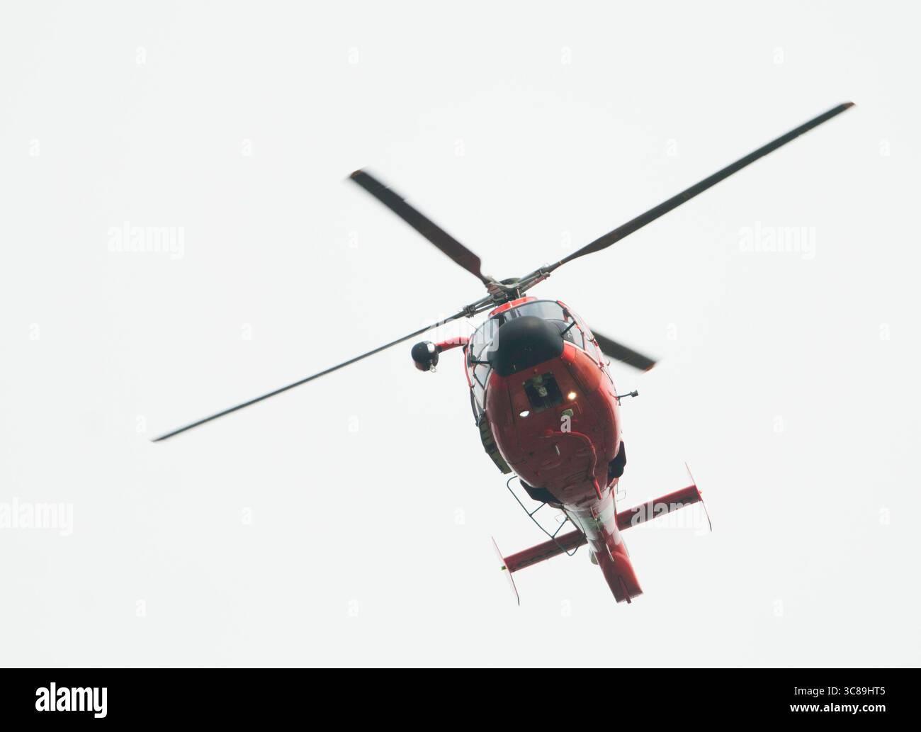 Un dauphin Eurocopter de la Garde côtière plane au-dessus de l'action lors de la régate annuelle de la Coupe Stotesbury. Banque D'Images
