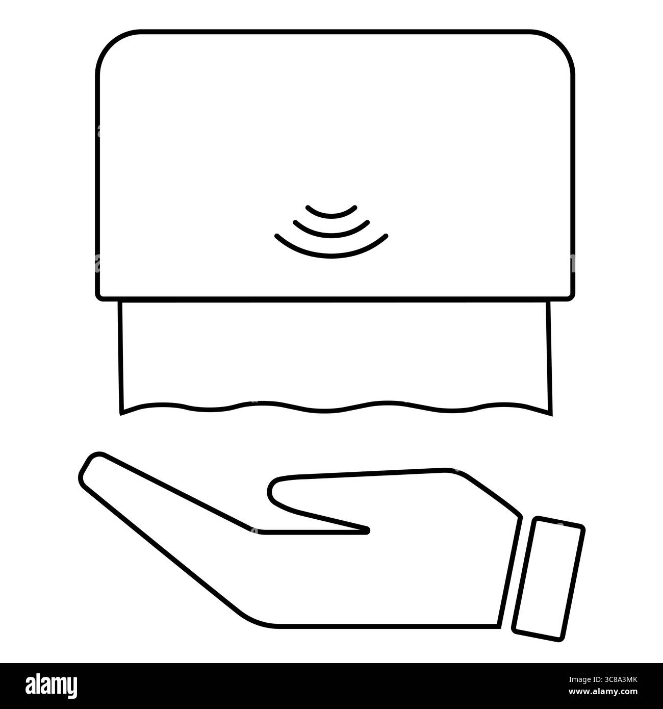 Main tendue pour chercher une serviette en papier dans l'icône du distributeur Illustration de Vecteur