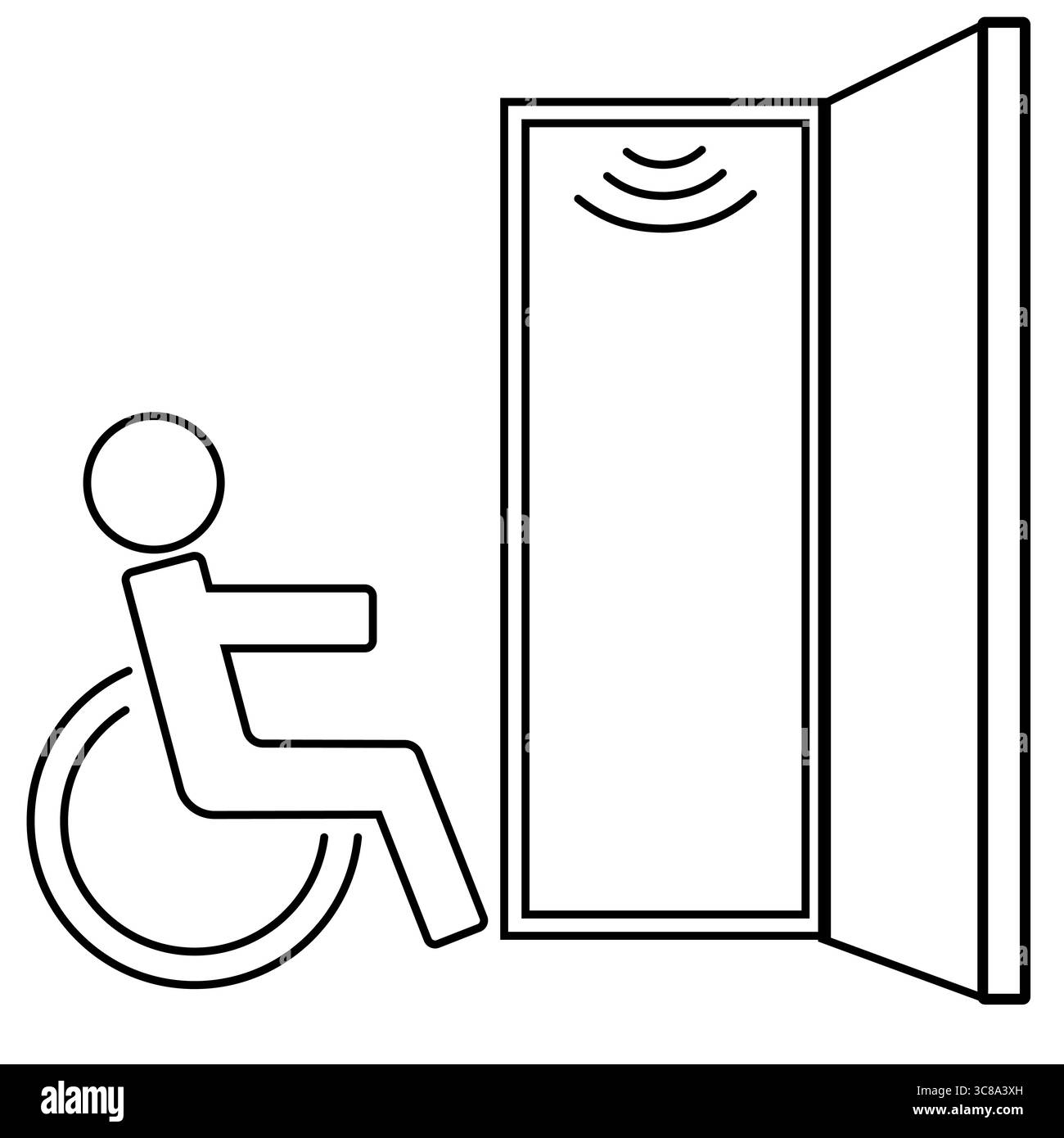 Icône d'ascenseur accessible aux personnes en fauteuil roulant indiquant l'accès pour personnes handicapées Illustration de Vecteur
