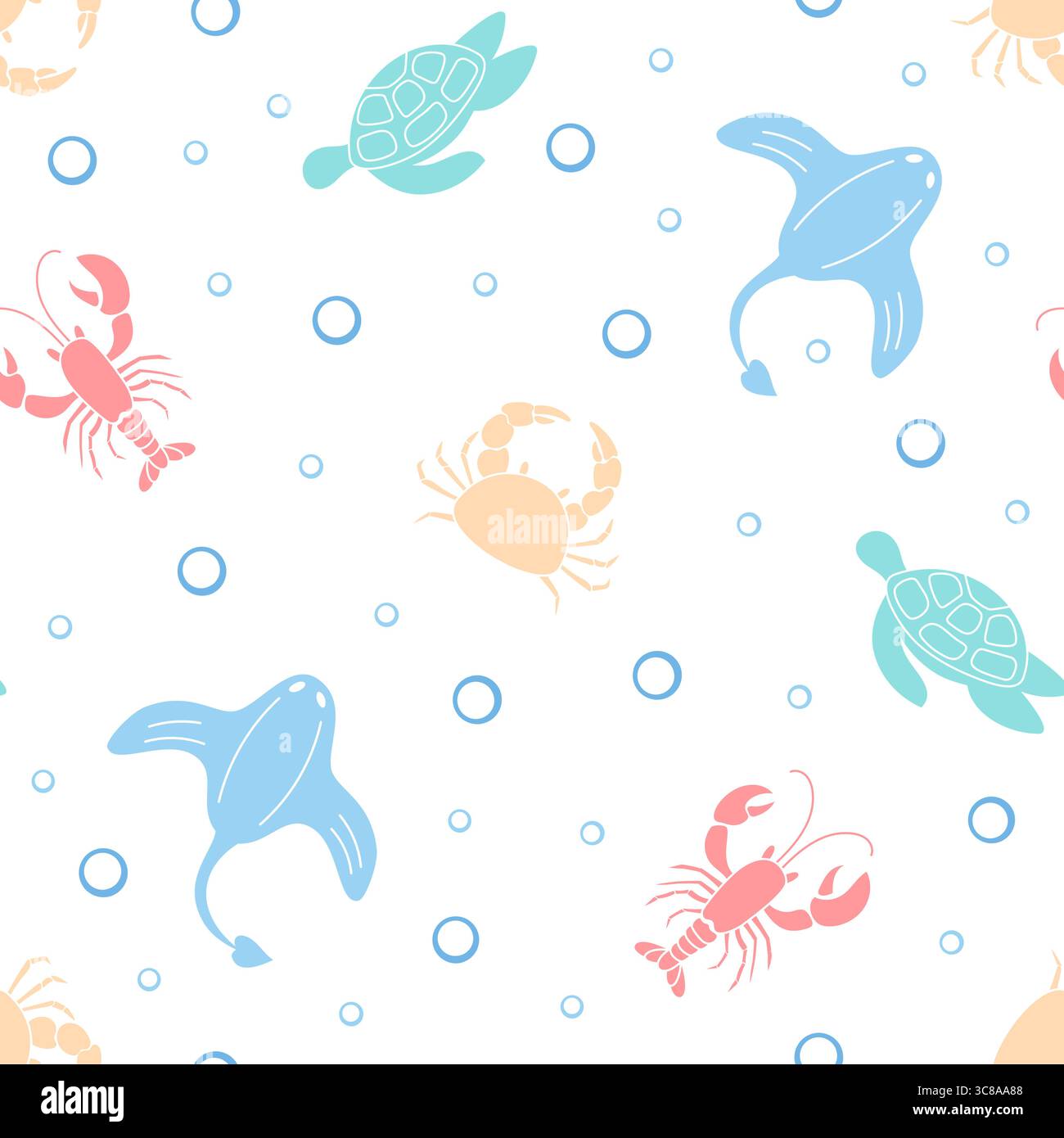 Motif sous-marin sans couture de dessin animé Illustration de Vecteur