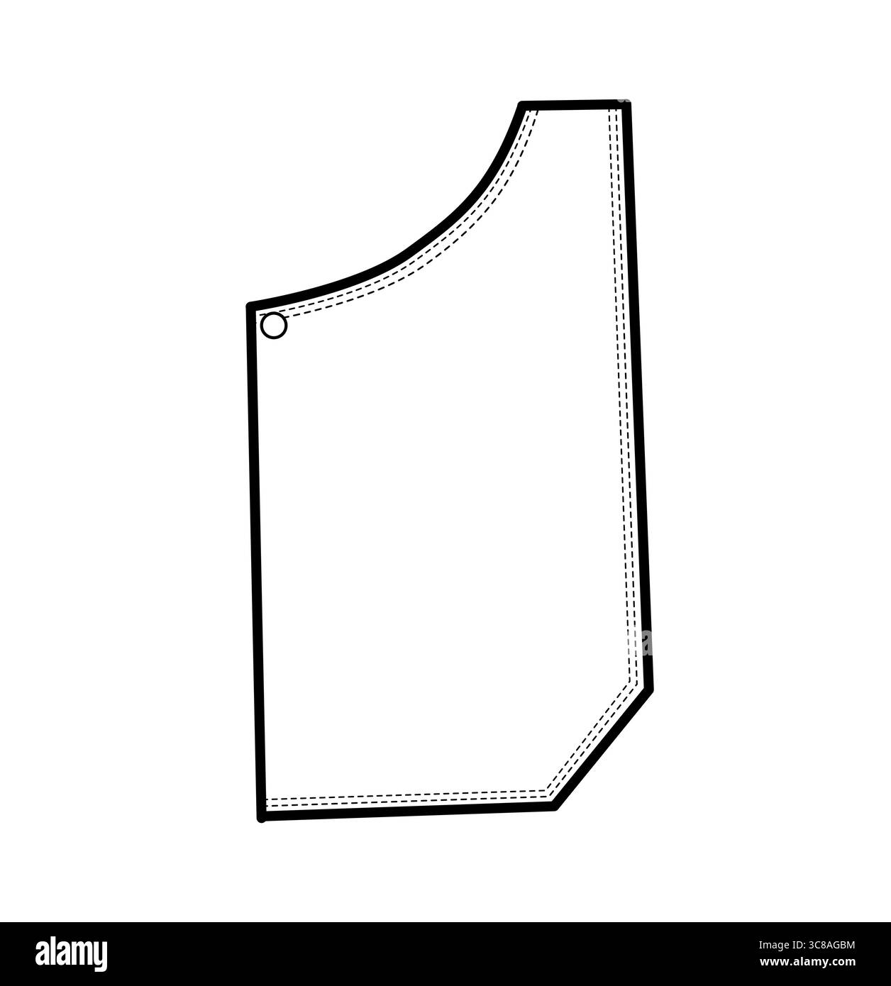 Illustration de mode technique de Jean à poches plaquées à onglet. Vue avant du modèle de vêtement plat. Femmes, hommes unisexe article de style CAD maquette isolé sur fond blanc Illustration de Vecteur