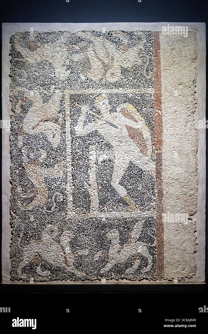 Musée gréco-romain, le sol en mosaïque du chasseur, Alexandrie, Egypte, Afrique du Nord, Afrique Banque D'Images